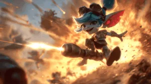 Alternative view of Tristana - Dynamic Action Scene from League of Legends Wall Mural