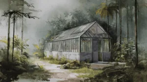 Alternative view of Tropical Serenity Glass Greenhouse Wall Mural