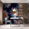 Stylized daisies in pastel colors against a dark background.||