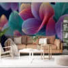 Abstract floral design with vibrant colors in pink|purple|blue
