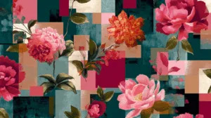 Alternative view of Vibrant Floral Composition Wall Mural