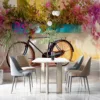 Vintage bicycle leaning against a wall with bougainvillea flowers.||