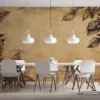 Vintage botanical design with intricate leaf and fruit illustrations in warm tones.||