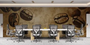 Vintage artwork featuring detailed illustrations of coffee beans on a textured beige background.||
