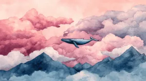 Alternative view of Whale in a Dreamy Sky Wall Mural