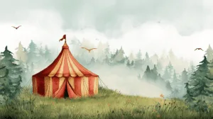 Alternative view of Whimsical Circus in a Meadow Wall Mural