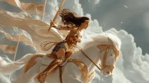 Alternative view of Wonder Woman - Heroic Journey on a Pegasus Wall Mural