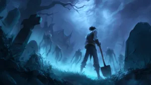 Alternative view of Yorick - Graveyard Guardian Wall Mural